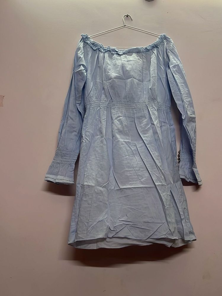 Off-Shoulder Blue Dress