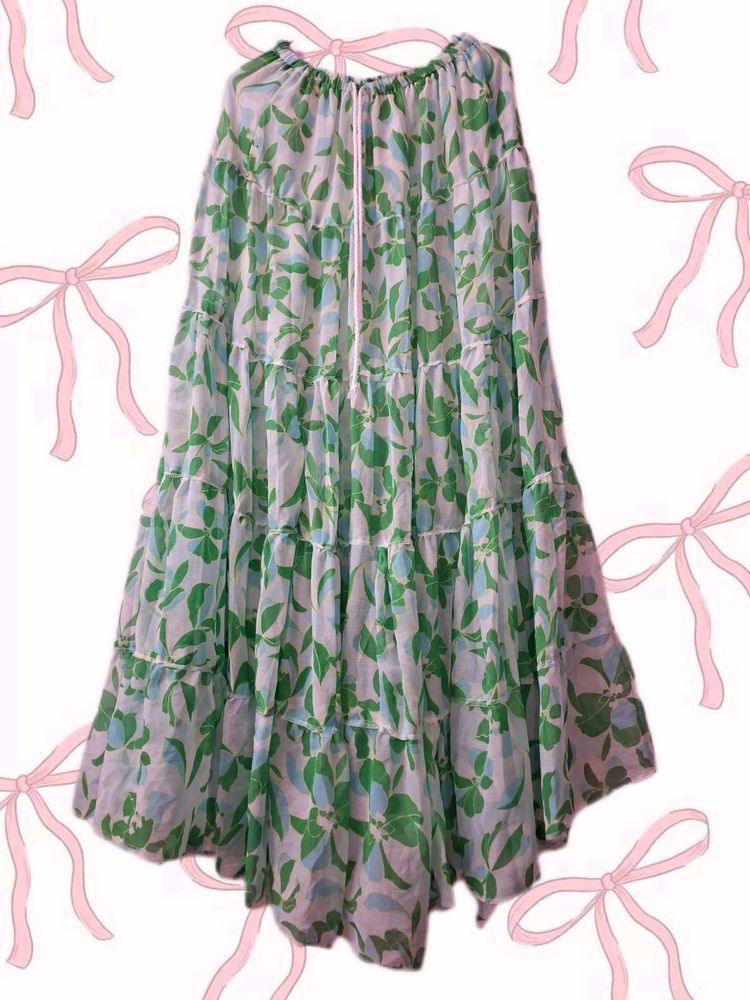 Green Florant Long Skirt
