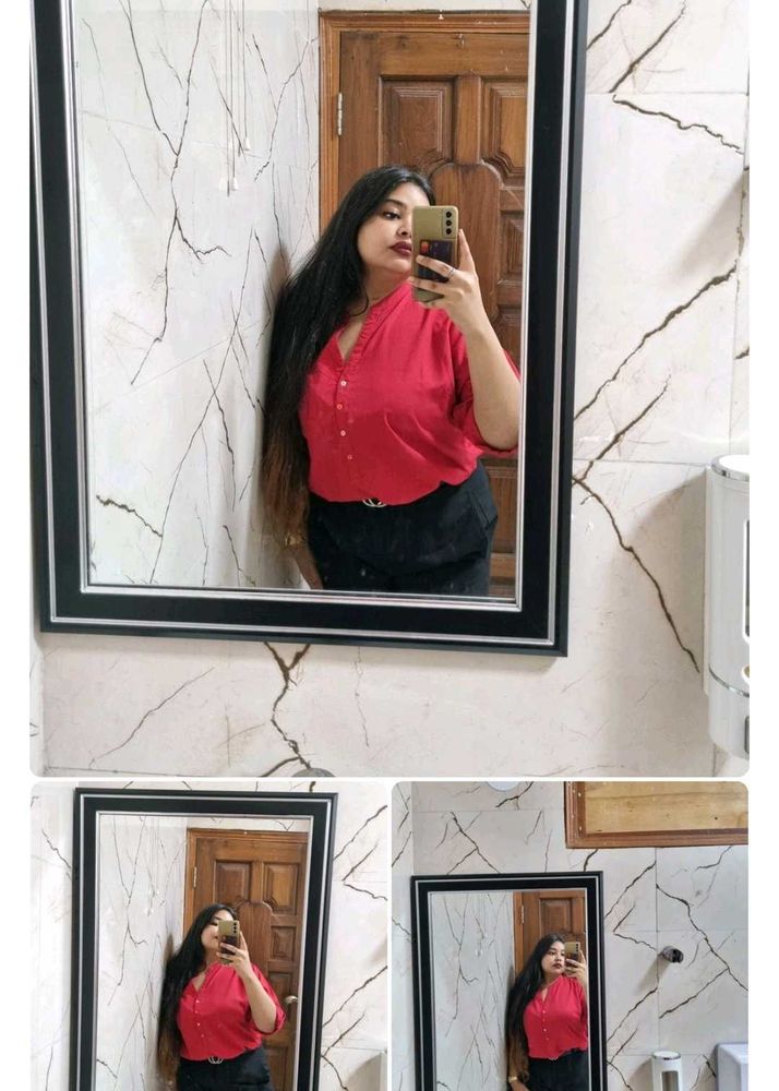 Red Button-Down Shirt