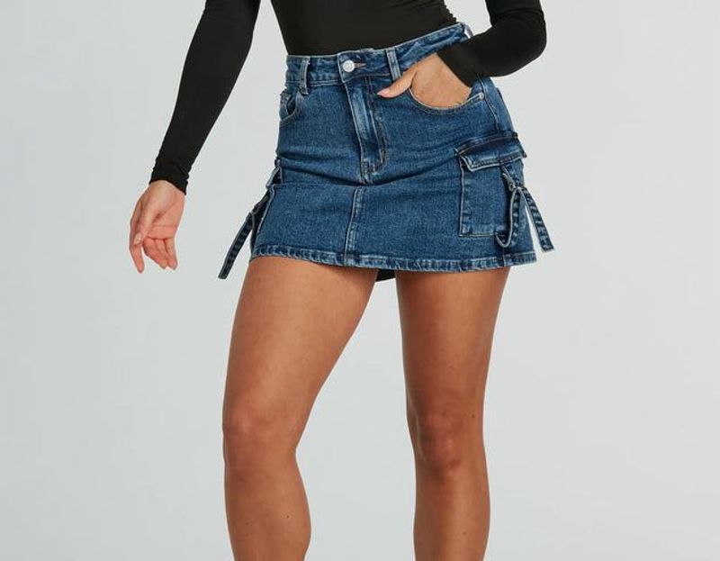 Denim Skirt with cargo pockets