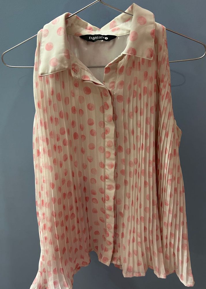 FabAlley Pink Polka Dot Sleeveless Top