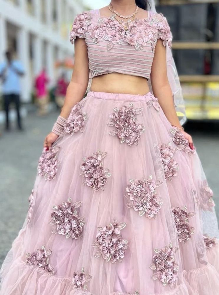 Pink Floral Lehenga Choli