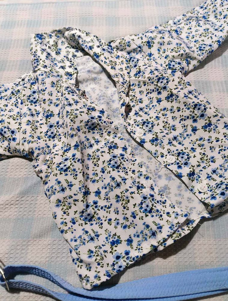 Floral Print Button-Down Shirt And Skrit