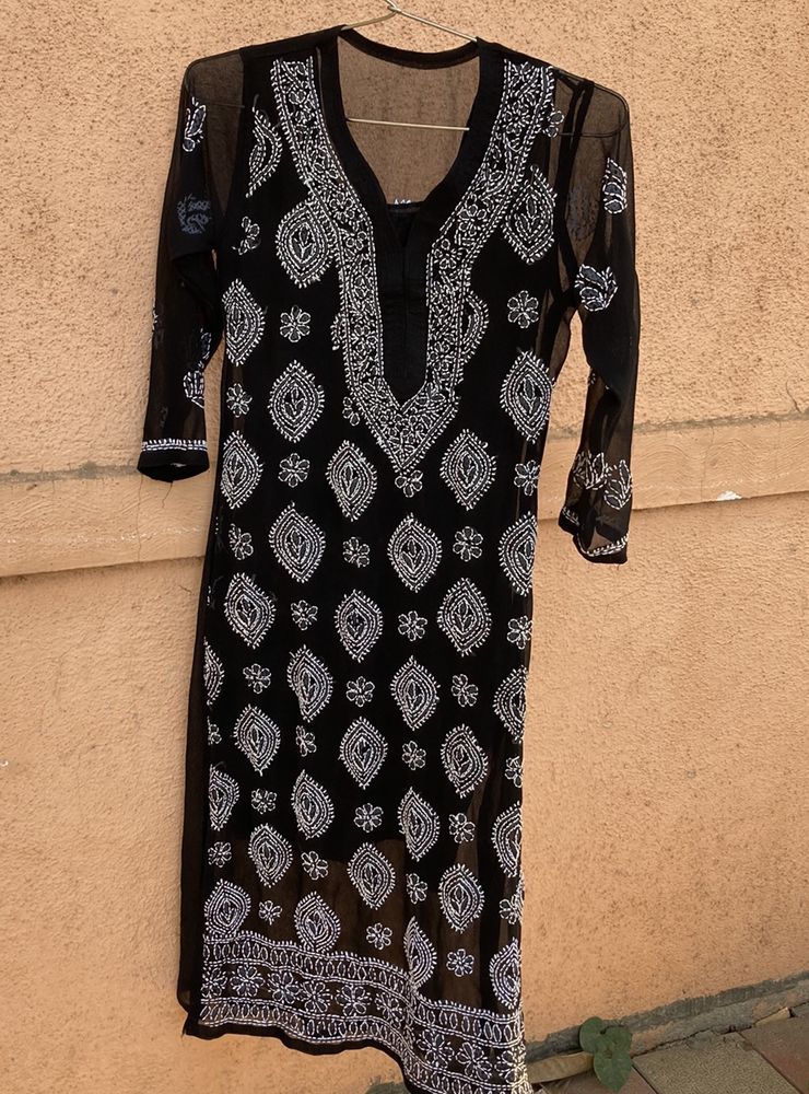 Black Chikankari Kurta