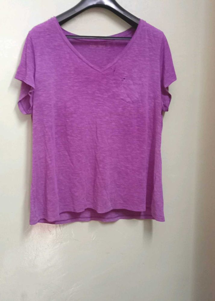 Purple V-Neck Casual T-Shirt