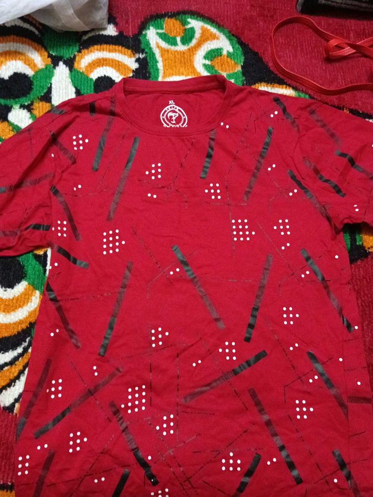 Red Graphic Print Tee