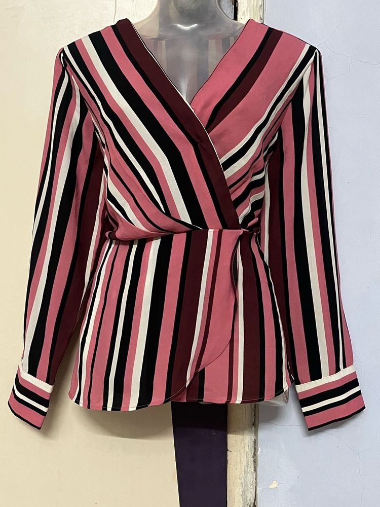 Pintrest Striped Wrap Top