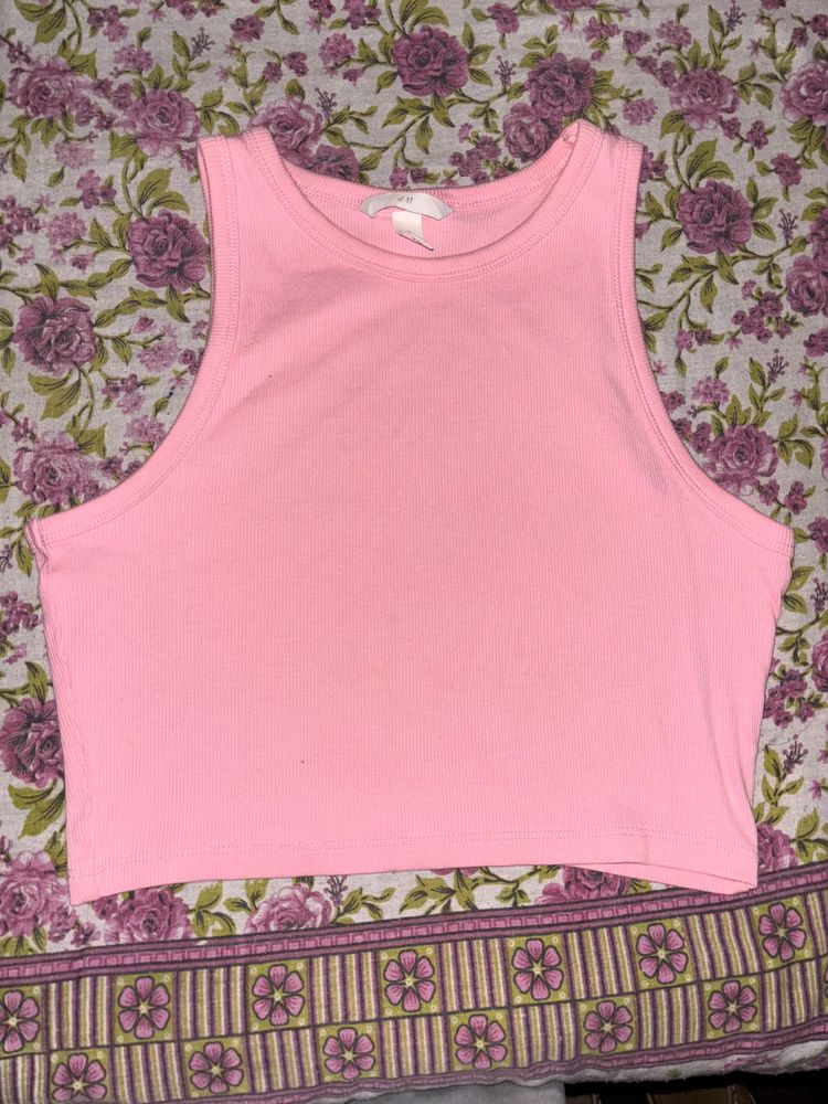 H&amp;M Pink Ribbed Tank Top