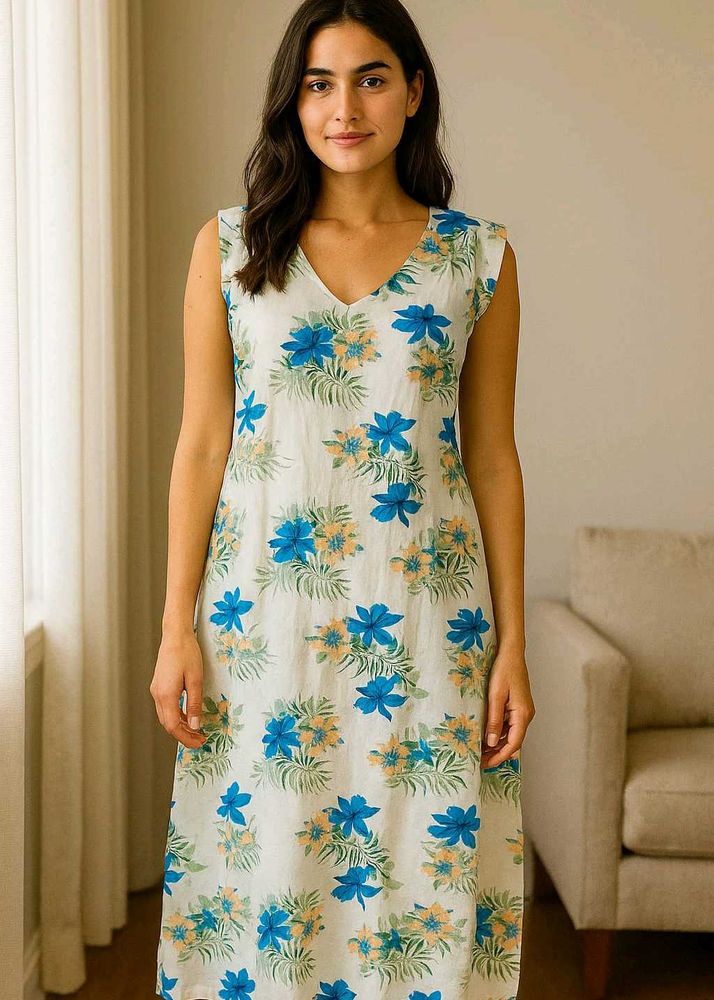 Floral V-Neck Sleeveless Dress