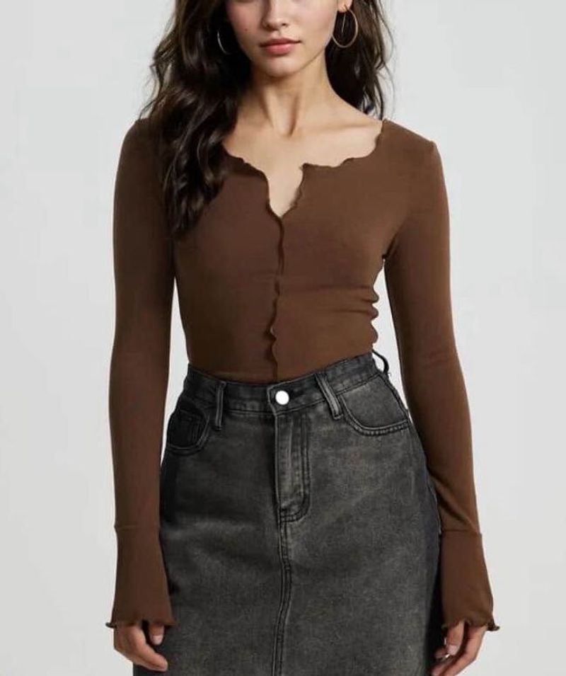 Brown Long Sleeve Top