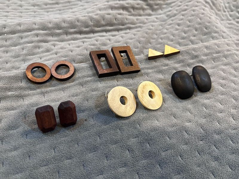 Designer Wooden Earrings (Set of 6)