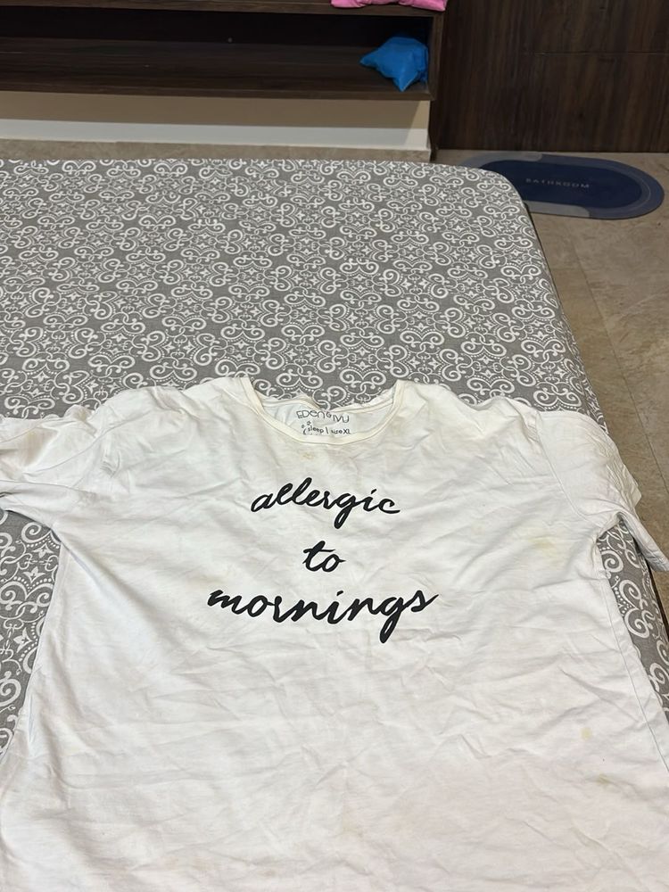 White Graphic Print Tee