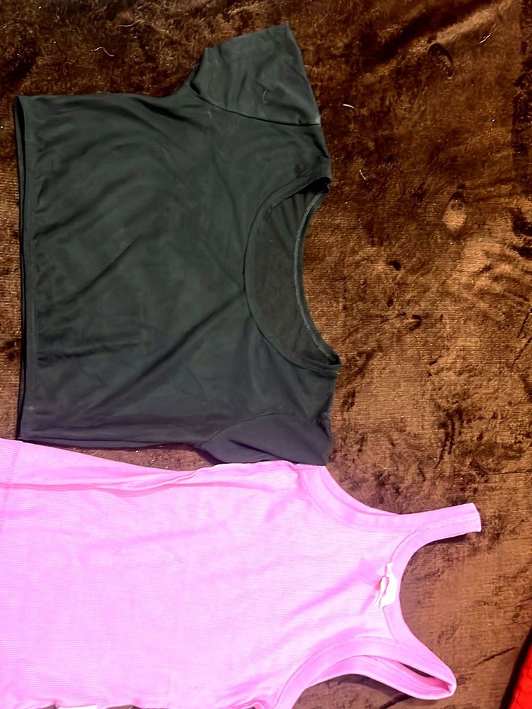 Tops Bundle -Black Mesh And Pink Tank