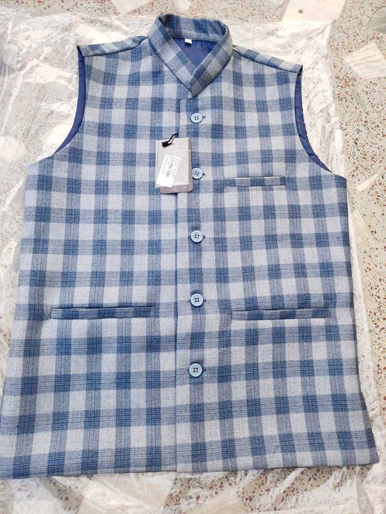 Blue Checkered Waistcoat