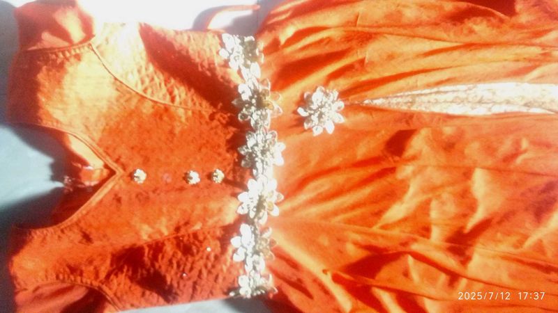 Orange Floral Top( 34 size)