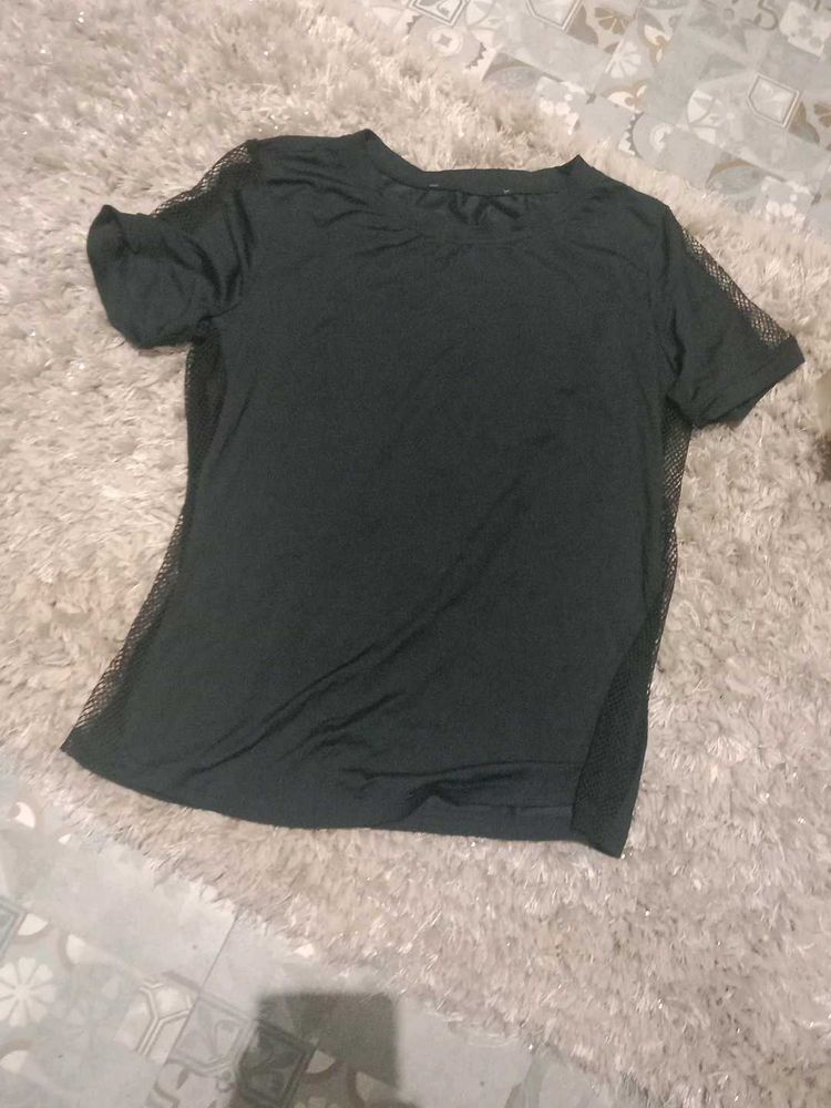 Black T-shirt with Mesh Panels