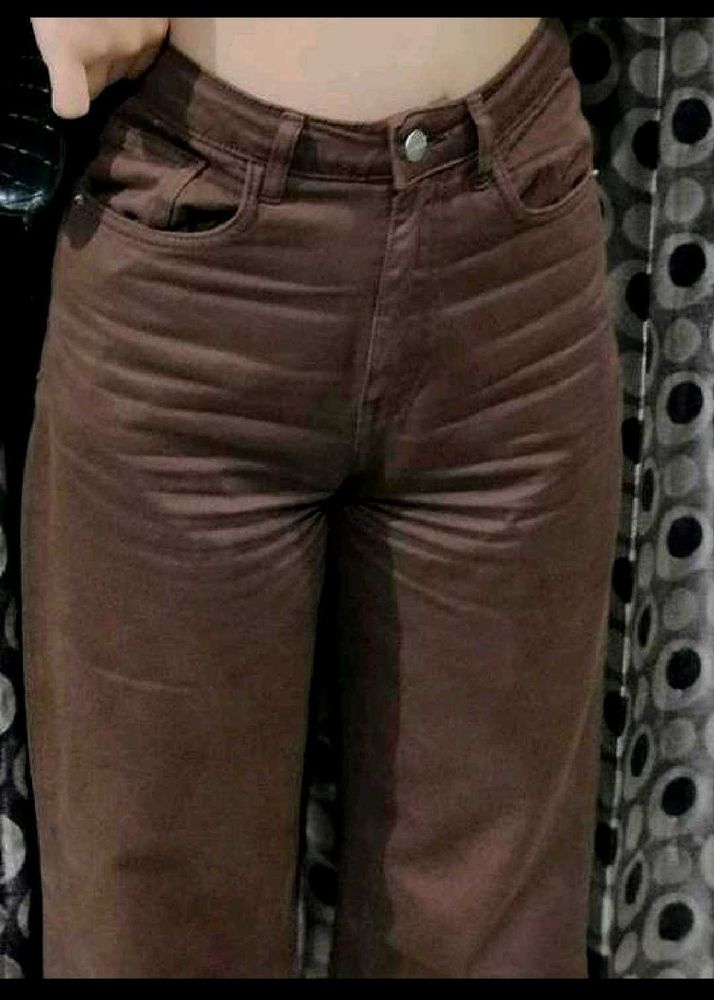 Brown Wide Leg Jeans