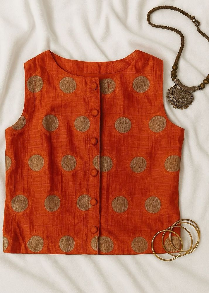 ✨ Festive Orange Polka Dot Ethnic Top / Shrug ✨