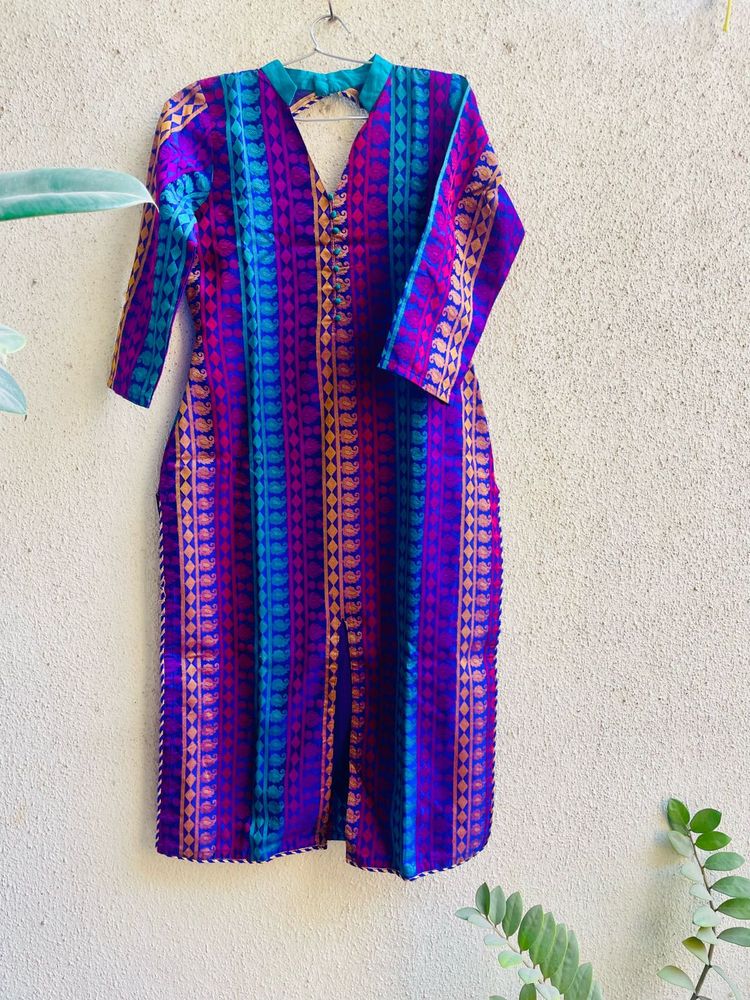 Purple Chanderi  Silk Kurti