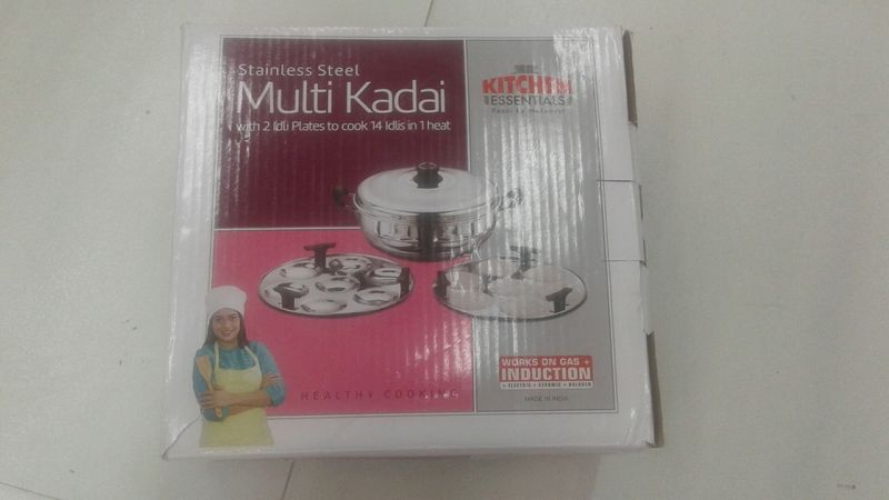 Stainless Steel Multi Kadai With 2 Idli Plates