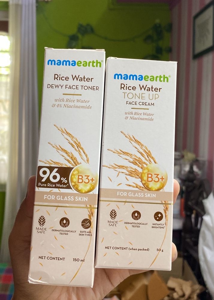 Mamaearth Rice Water Toner &amp; Tone Up Cream Combo