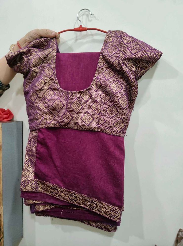Purple Banarasi Saree Set