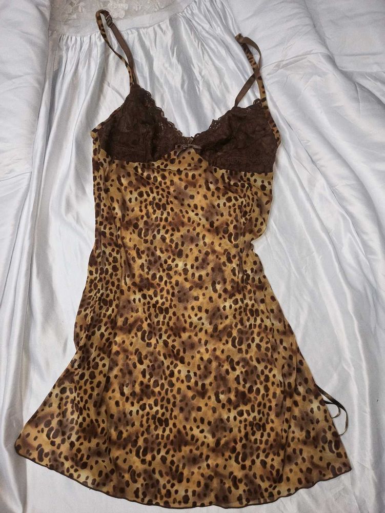 Tiger Leopard Print Y2k Retro Lace Dress Top