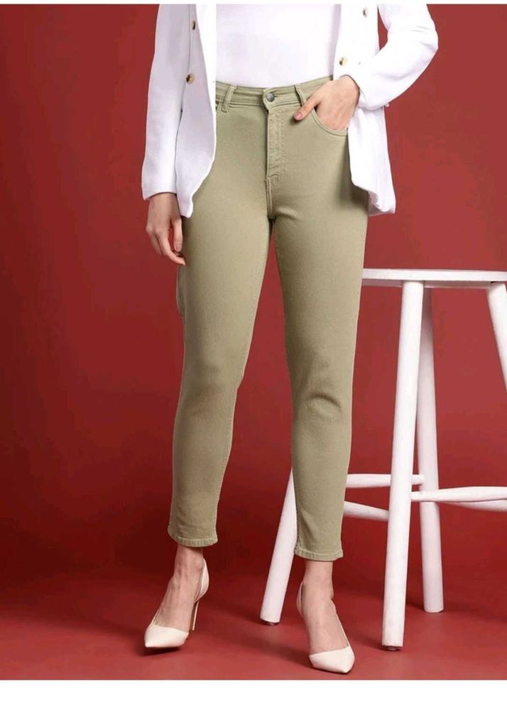 Olive Green Loose Fit high waist Jeans