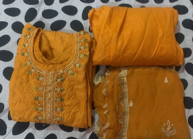 Mustard Embellished Kurta