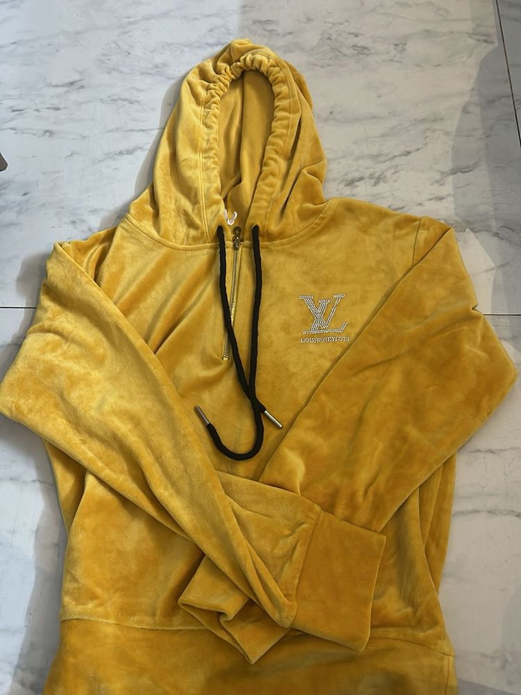 Yellow Velour Hoodie