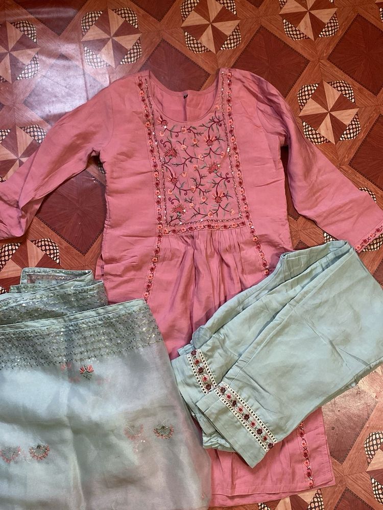 Embroidered Kurta Set with Dupatta