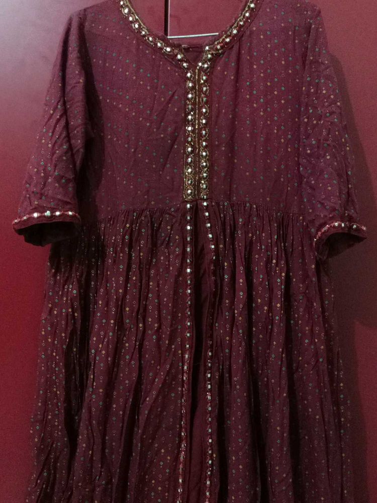 Maroon Embroidered Kurti