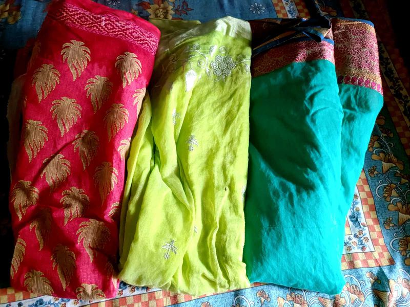 Set Of 3 Cotton Saree