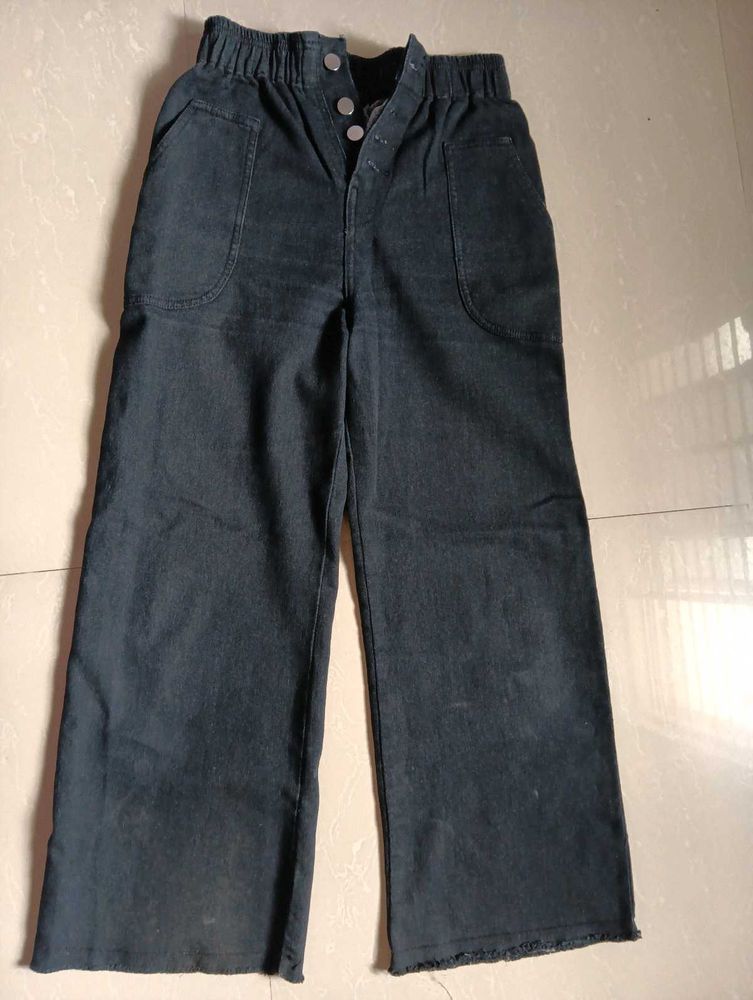 Wide Leg Button-Up Pants
