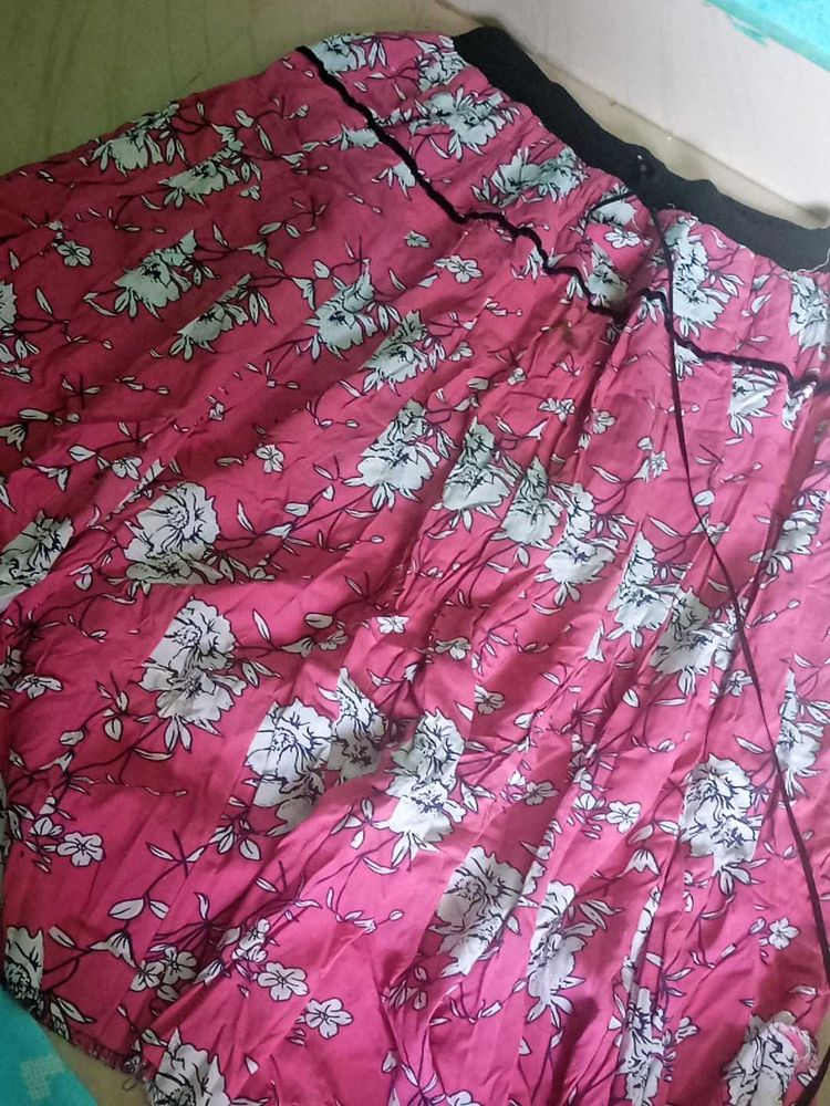 Pink Floral Maxi Skirt