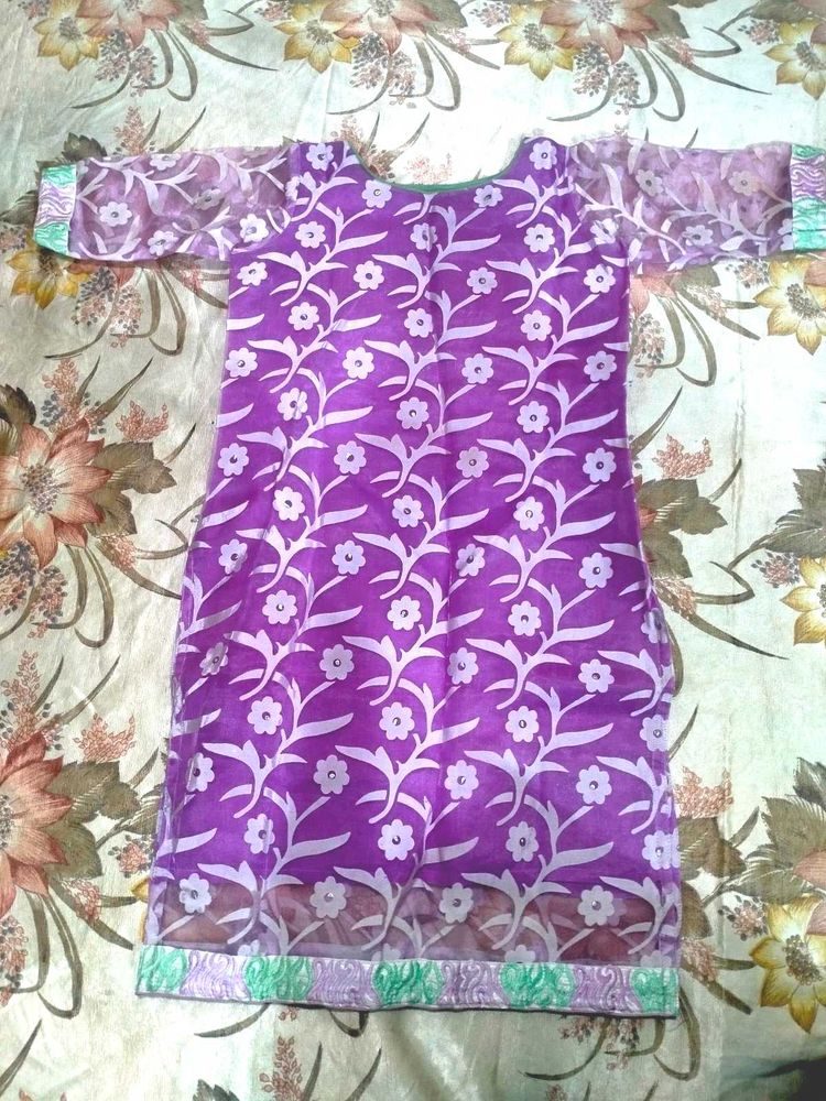 Lavender And Light Green Sharara Set