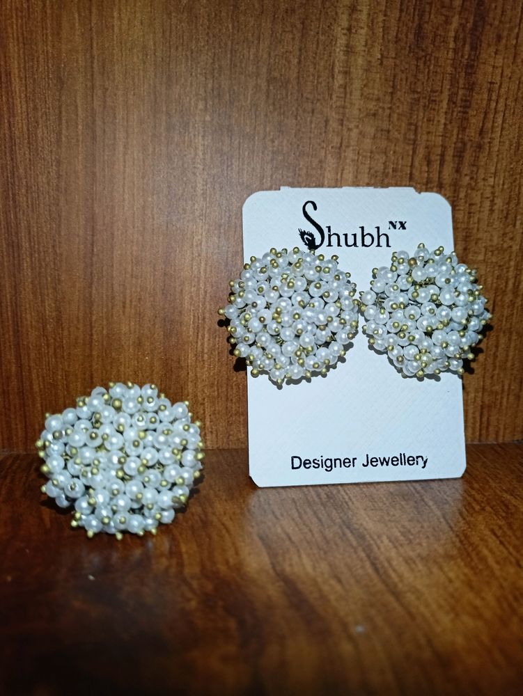 Pearlized earrings &amp; Finger Ring