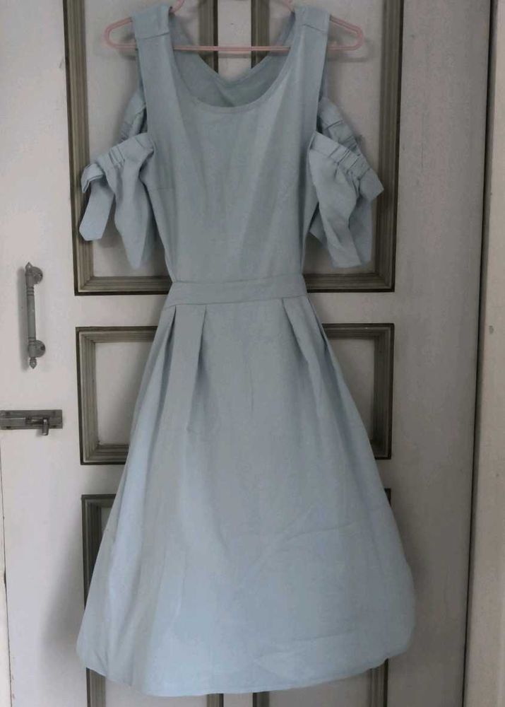 Light Blue Cold Shoulder Dress