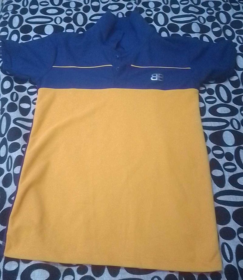 Color goldanish and blue shirt