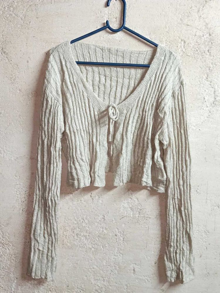 Oversized Cropped Knit Fashion Shrug