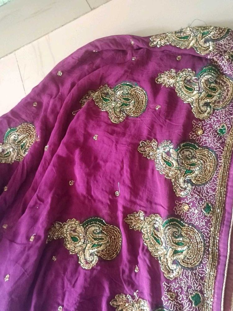 Elegant Purple Embroidered Saree