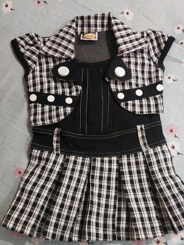 Cotton Black N White Checks Frock
