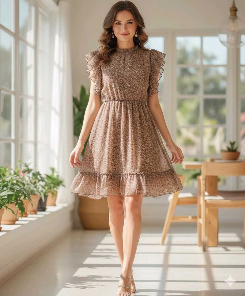 Floral Print Ruffle Dress