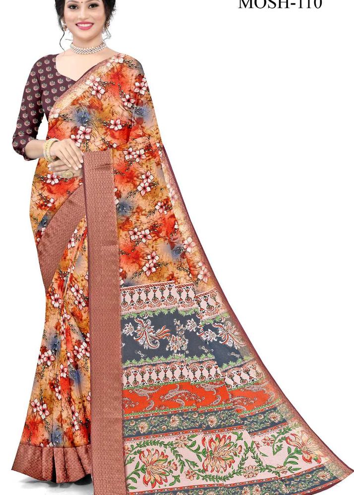 New Brand Digitial Print Tassar Silk Sarees