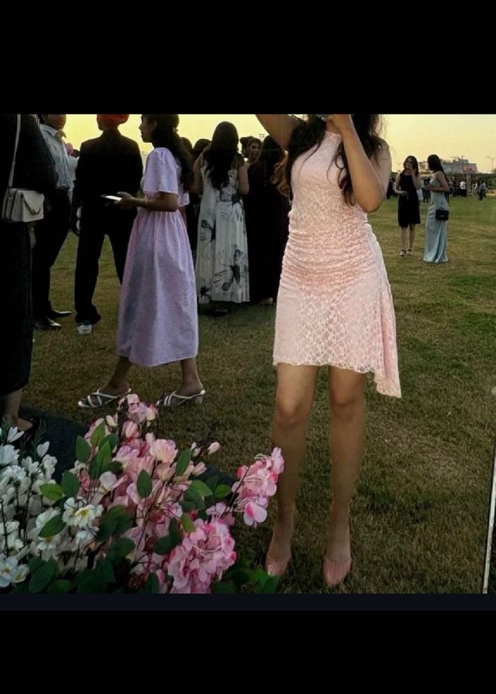 Pink Lace Mini Dress