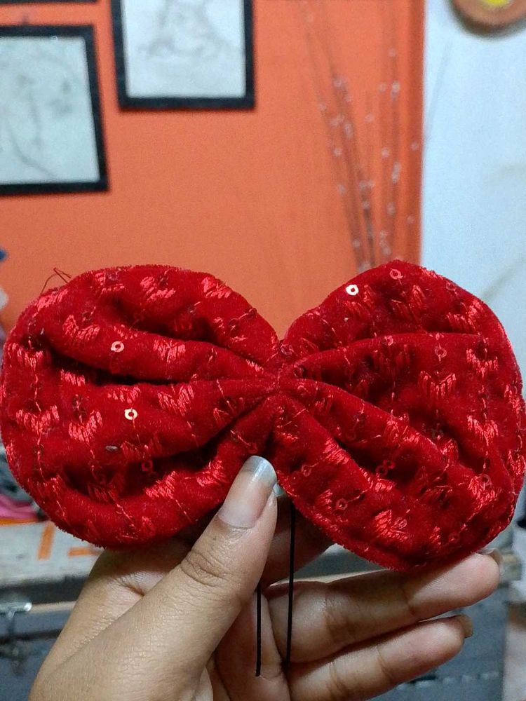 Red Sequin Hair Bow