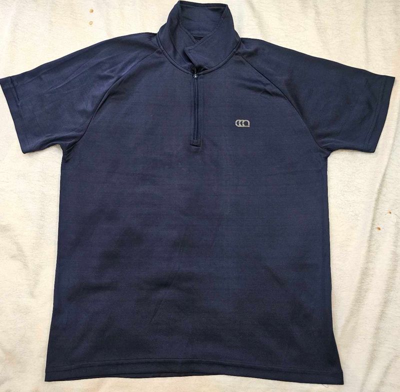 Navy Blue Half-Zip T-Shirt