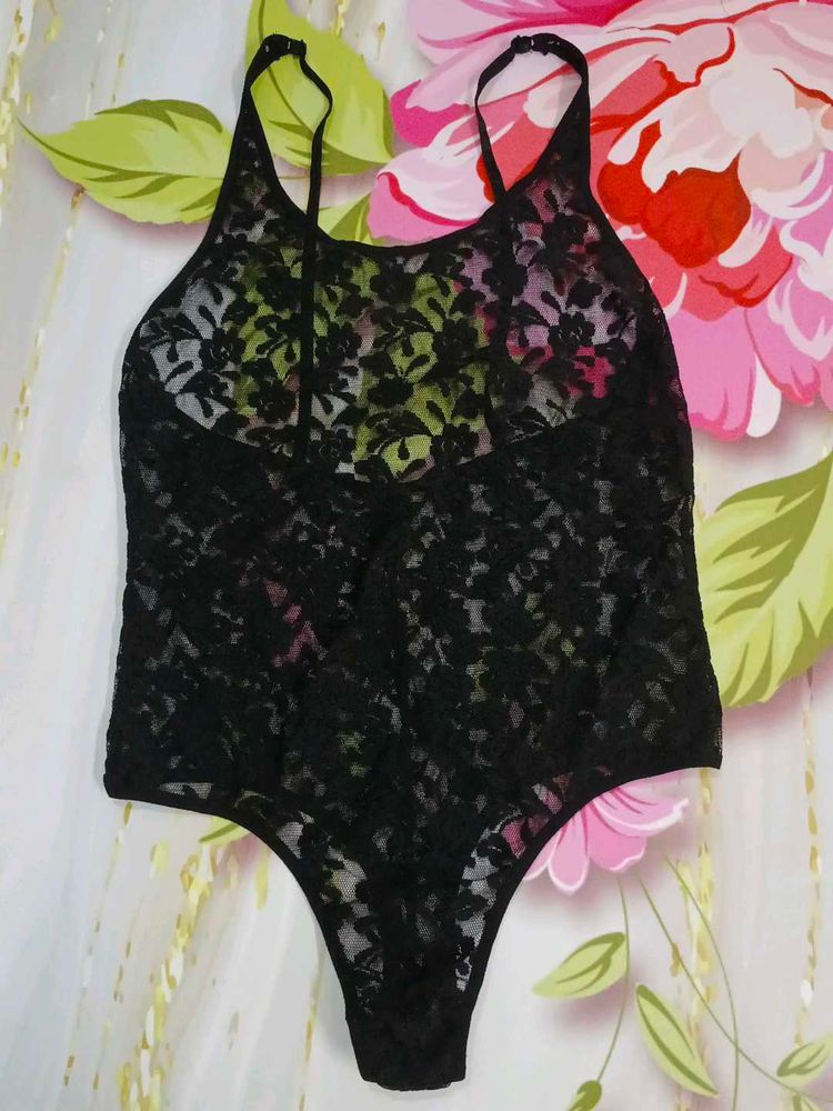 (1100)Black Lace Bodysuit