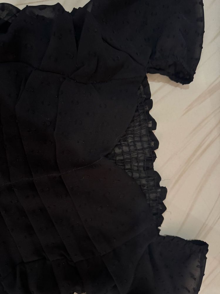 Sheer Black Swiss Dot Top