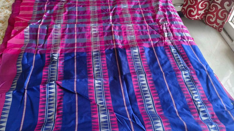Silver Jari Saree Along With Freebie